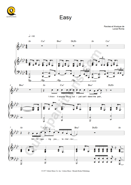 Piano Sheet Music Easy Commodores 